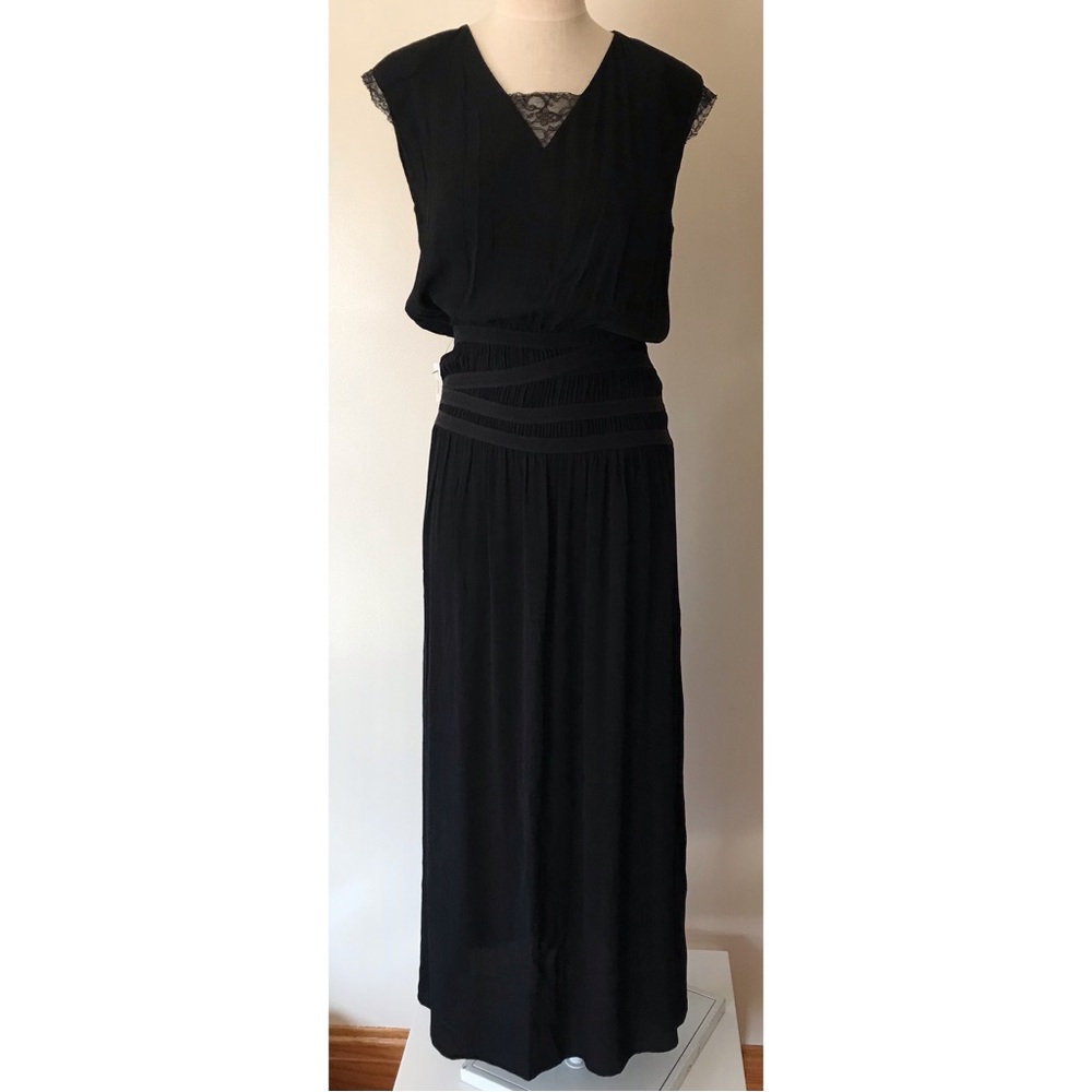 Maje • 3 • Black Robe Maxi Dress Elastic Waistband